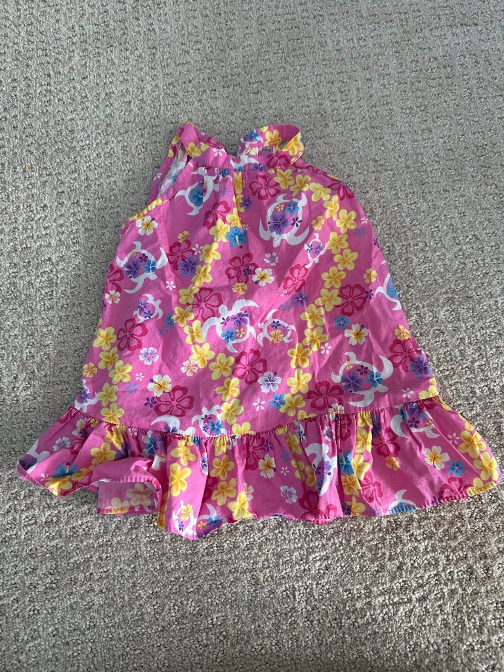 Lei Aloha Casuals Hawaiian Dress Girls Size 2T Pink Floral Turtle Print